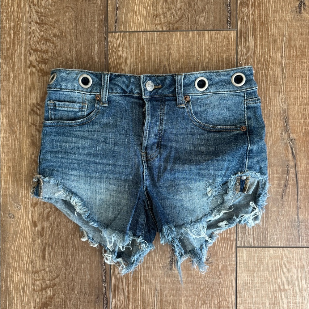 Altar'd State Blue Distressed Jean Shorts